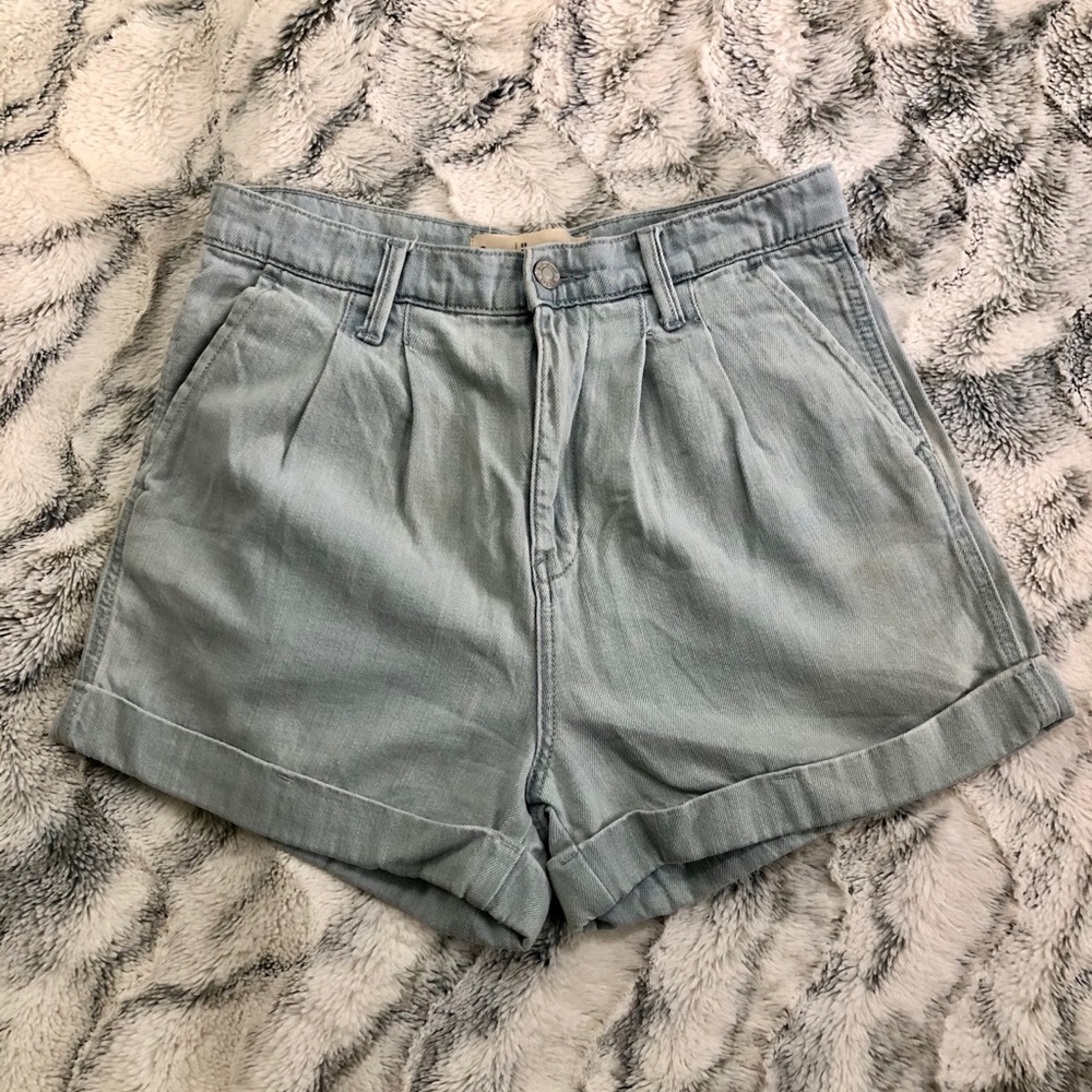 GAP Super High Rise Pleated Denim Shorts